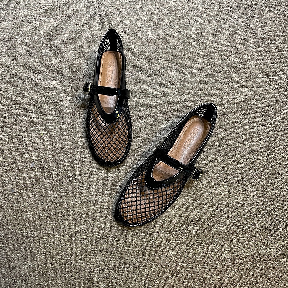 Damen Tanzschuhe Mesh Ballettflats Mit Strass Und Riemchen_voghion.com