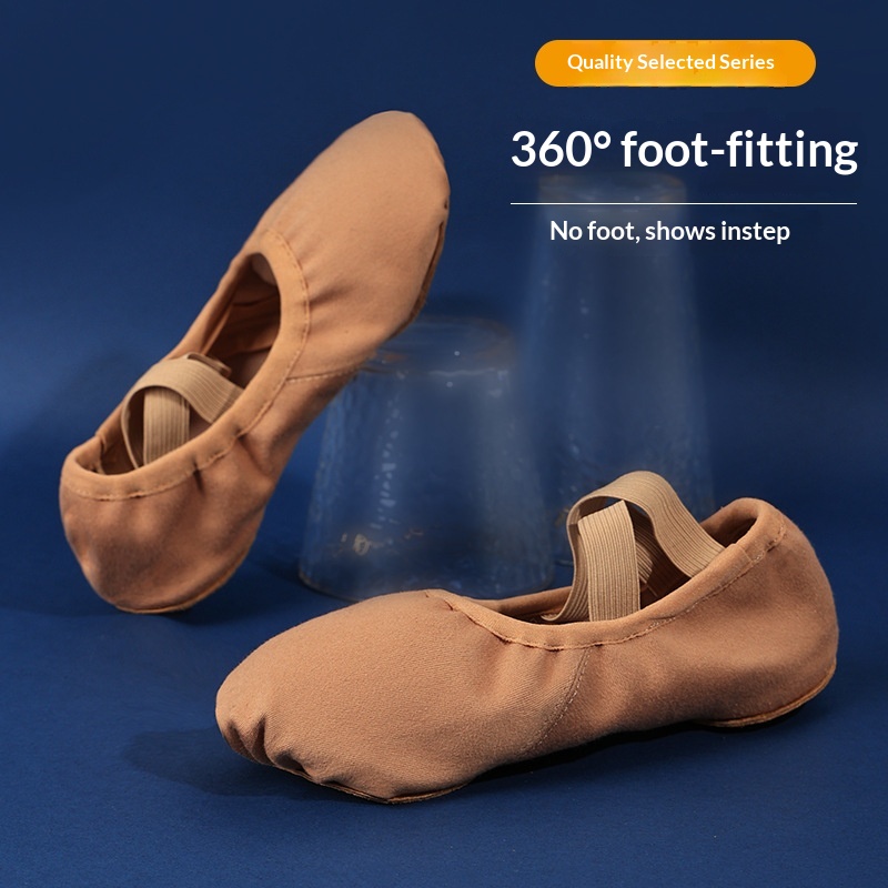Scarpe da ballo in tessuto elastico per donna, scarpe da ballo per adulti con suola morbida per la pratica, scarpe da ballo senza lacci a forma di zampa di gatto per bambini, scarpe da yoga_voghion.com