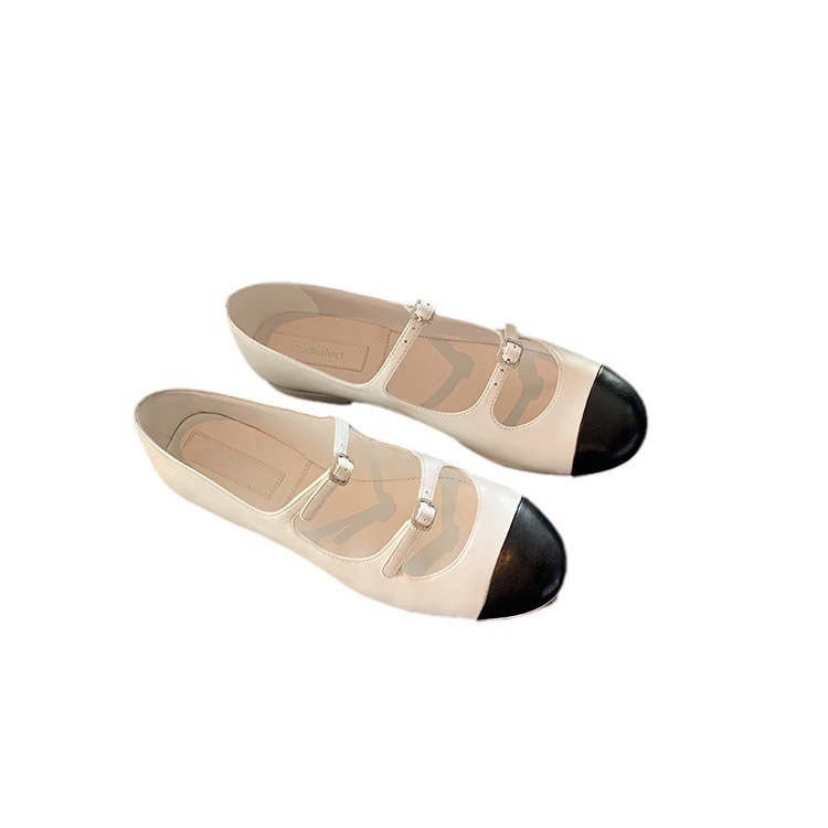 Dance Shoes Grape Mom Window Round Toe Color Block Mary Jane One Strap Shallow Ballet Flats Flat Casual Versatile Shoes_voghion.com