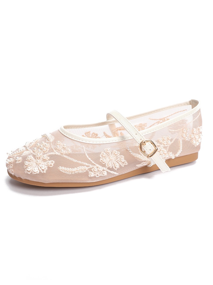 Ballerines de danse brodées avec perles maille respirante_voghion.com