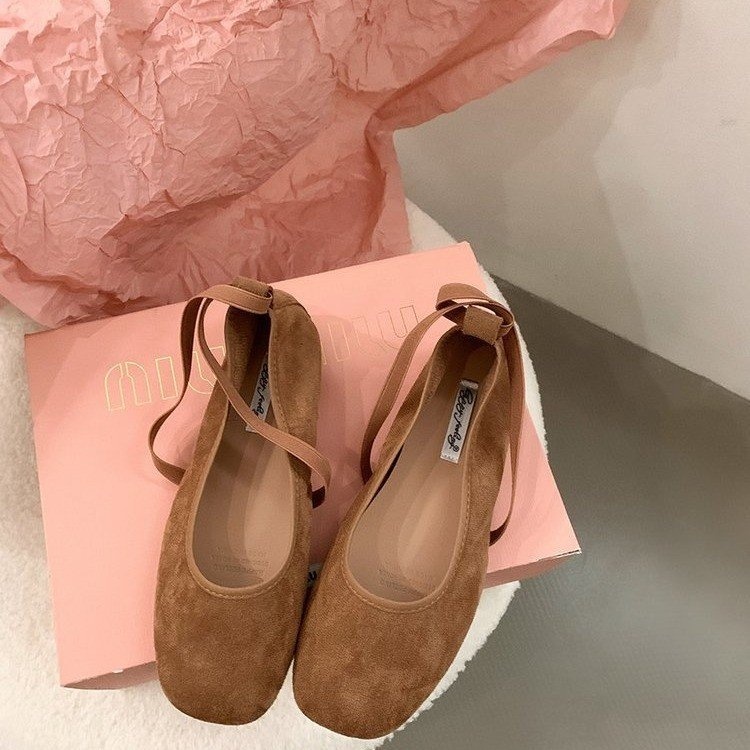 Dance Shoes Women's Flat Suede 2025 New Spring/summer Red Ballet Flats, Gentle Evening Shoes, Comfortable_voghion.com