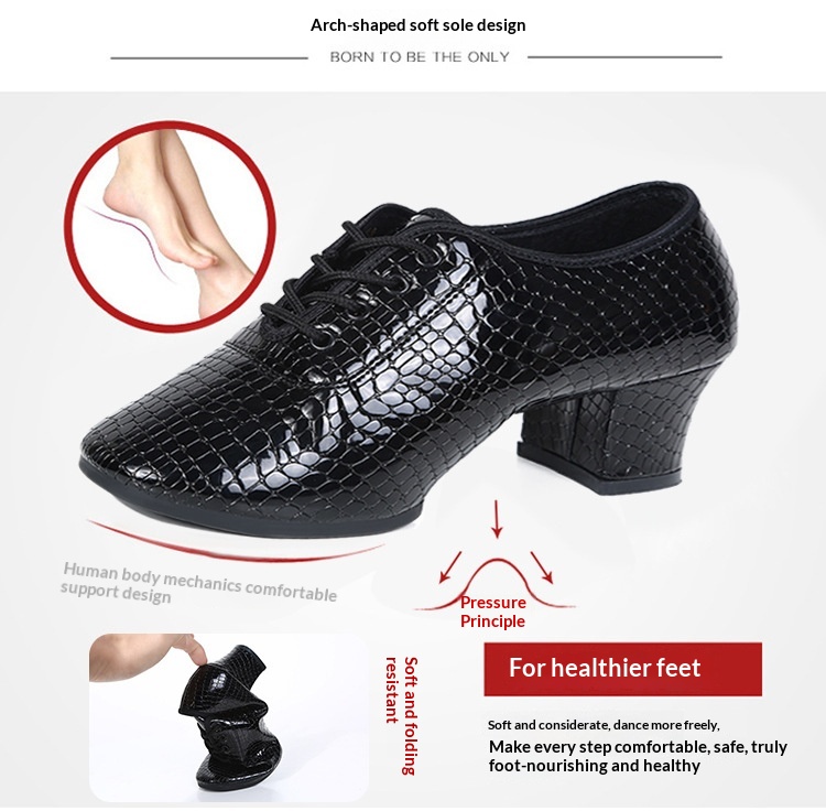 Latin dansskor för damer i läder med mjuk sula_voghion.com