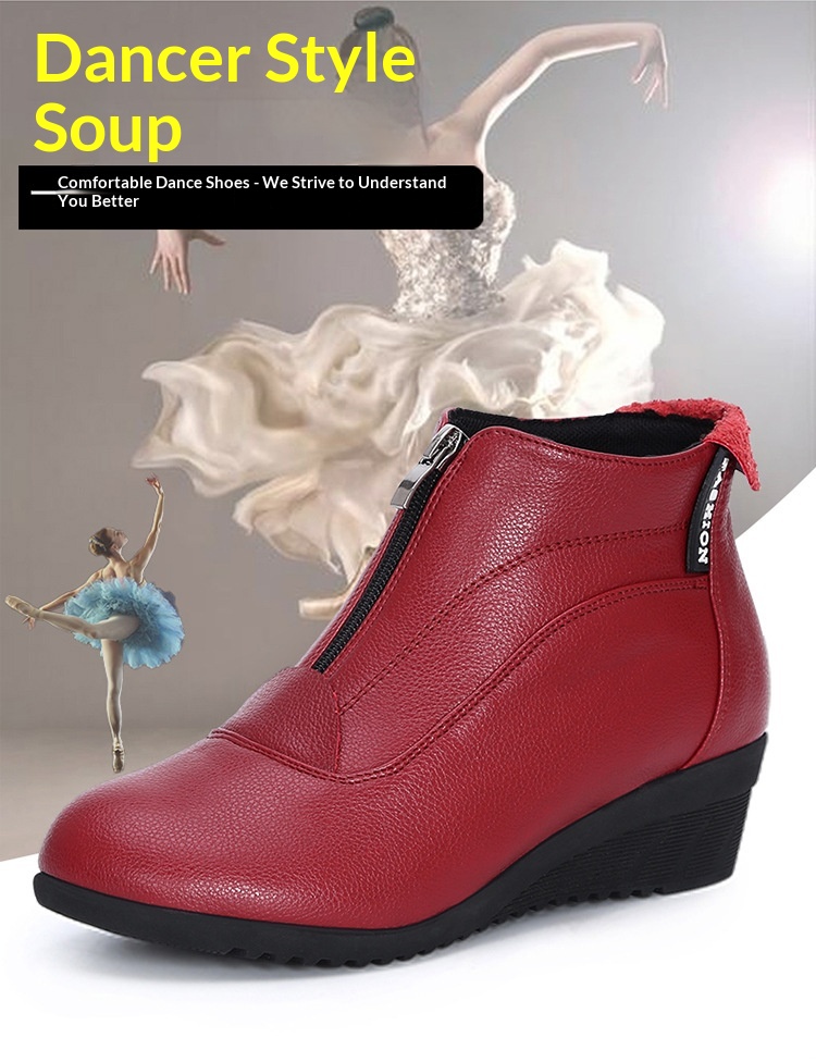 Women's Winter Dance Boots Flat Cold-proof Square Dance Shoes_voghion.com