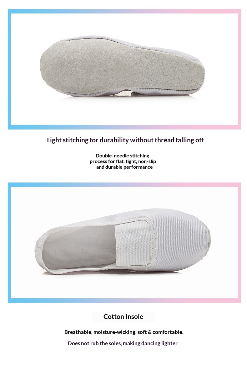 Sapatos de dança para adultos e crianças, ginástica, balé e ioga, com sola macia e formato de pata de gato, brancos, ideais para professores de dança._voghion.com
