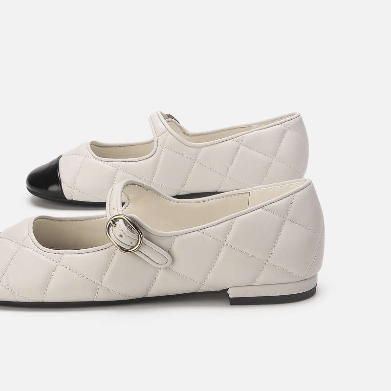 Women's French Retro Ballet Dance Shoes With Diamond Pattern Flat_voghion.com
