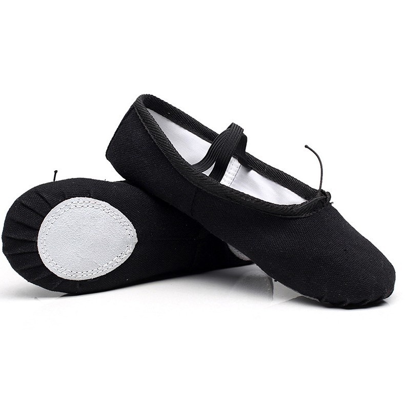 Sapatos de dança para adultos e crianças, com sola macia, para prática. Sapatos de ioga e balé em lona com estampa de pata de gato para meninas._voghion.com
