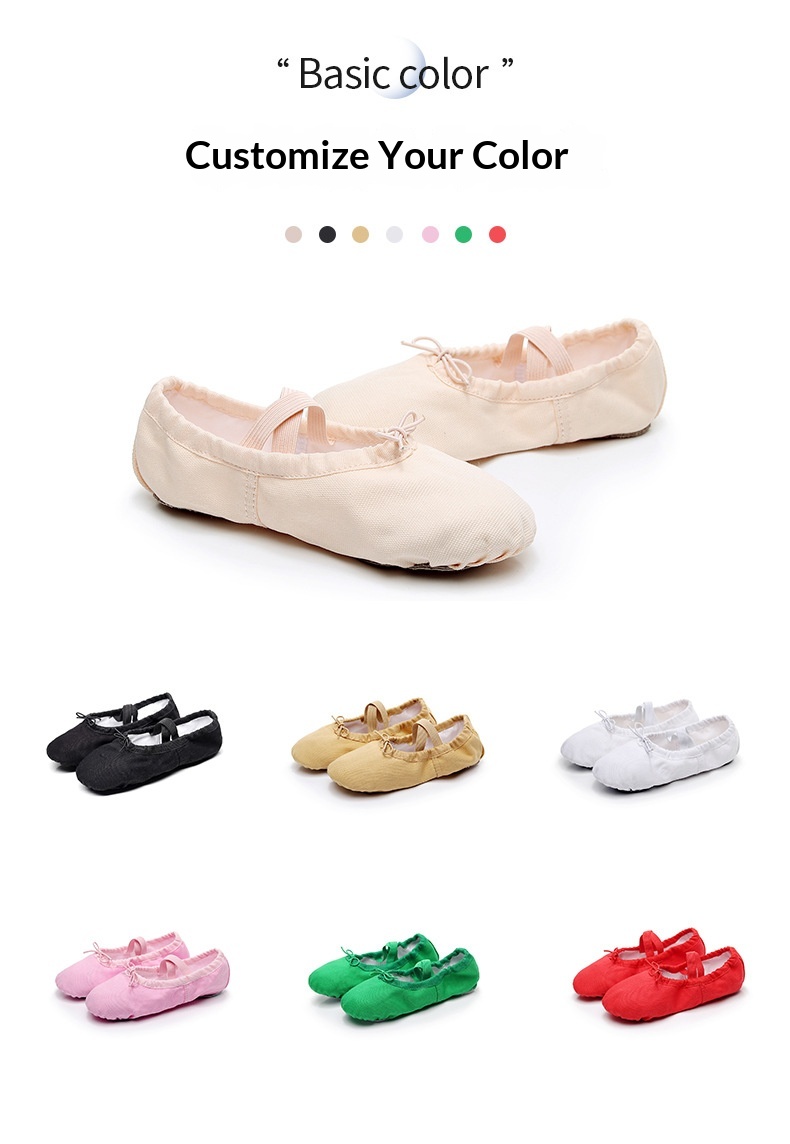 Childrens Ballet Shoes Soft Soled Canvas Dance Practice Pumps_voghion.com