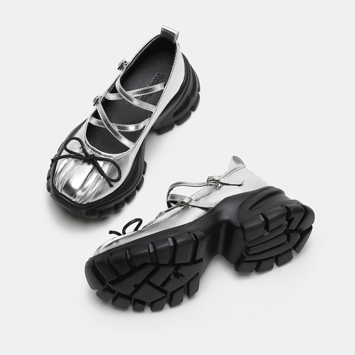 Dance Shoes Mary Jane Women's 2026 New Style Platform Thick-soled Silver Ballet Leather Spring And Autumn Casual Sports Dad Shoes_voghion.com