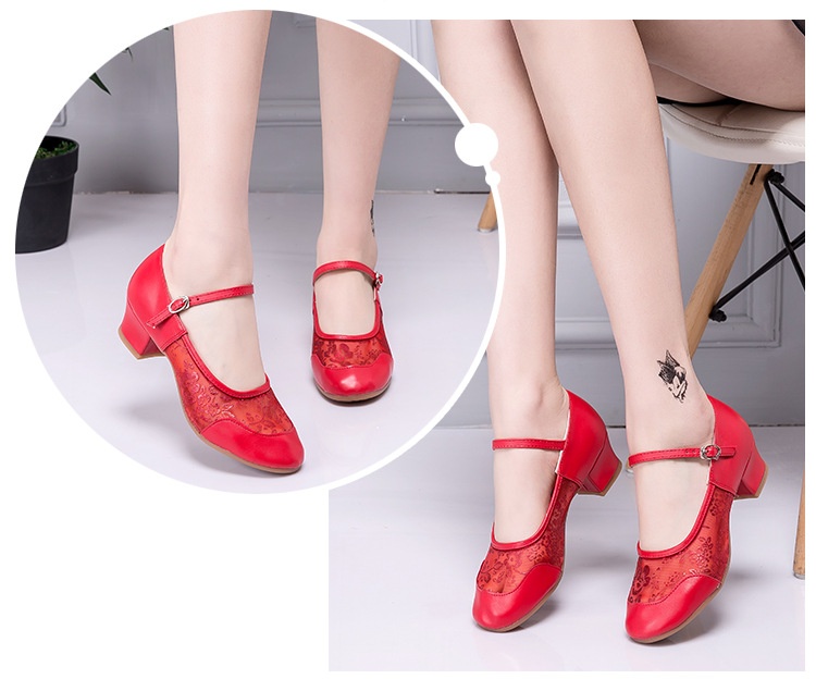 Women's Latin Dance Shoes Mid-heel Soft Sole For Square Dance_voghion.com