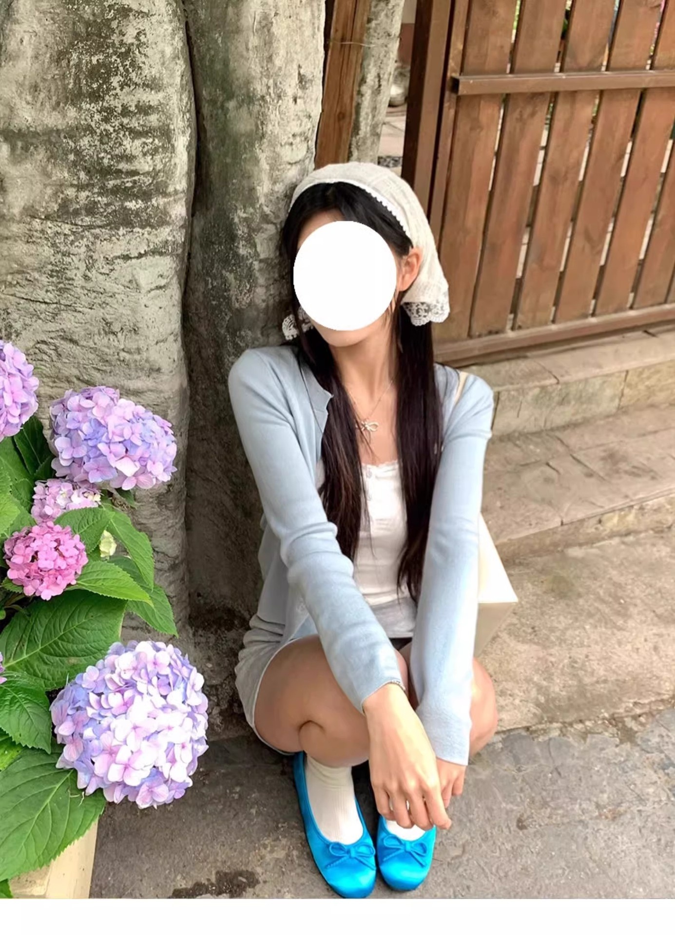 Dansskor dam blå mary jane ballerinaskor i fransk stil_voghion.com