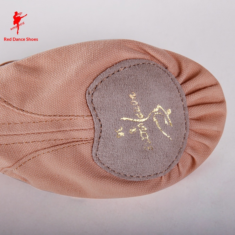 Dance Shoes Red Dance For Adults, Unisex, Cat Paw Canvas, Elastic Opening, Skin-colored, Soft Sole, No-lace-up Practice Ballet Shoes_voghion.com