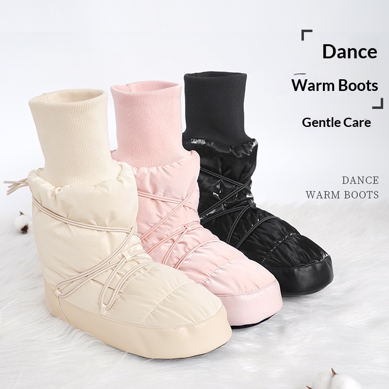 Dance Shoes For Adults, Autumn Winter Cold-Proof High-Top Warm Boots, Fleece-Lined And Thickened Performance Dance Sho, Ballet_voghion.com