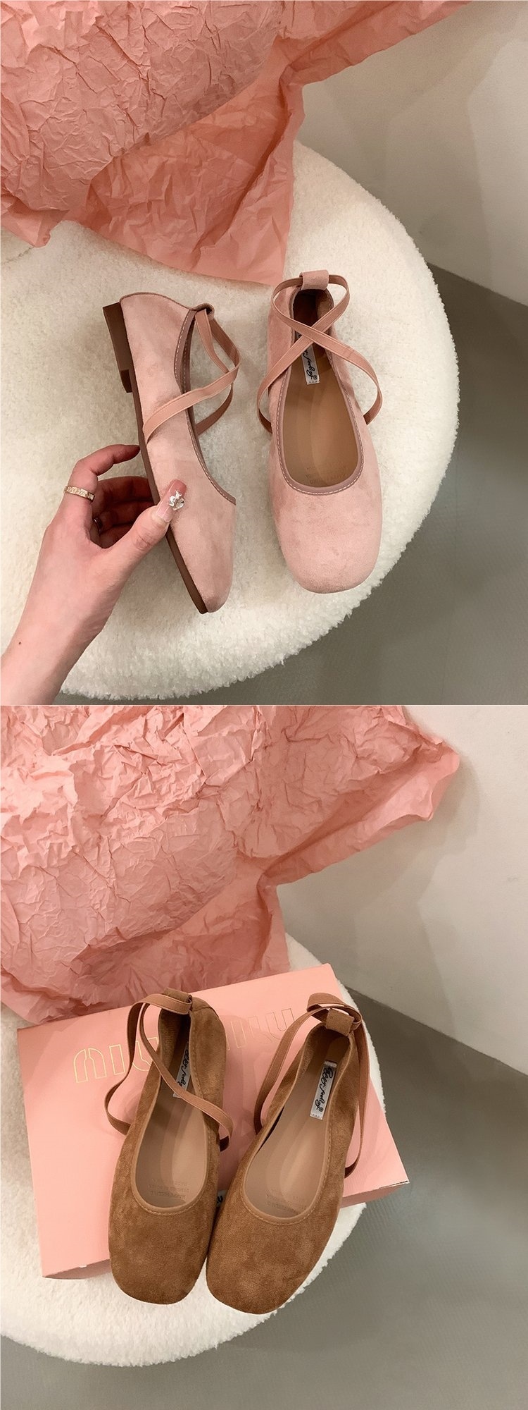 Red Ballet Dance Shoes Women's Flat Suede Comfortable Evening_voghion.com