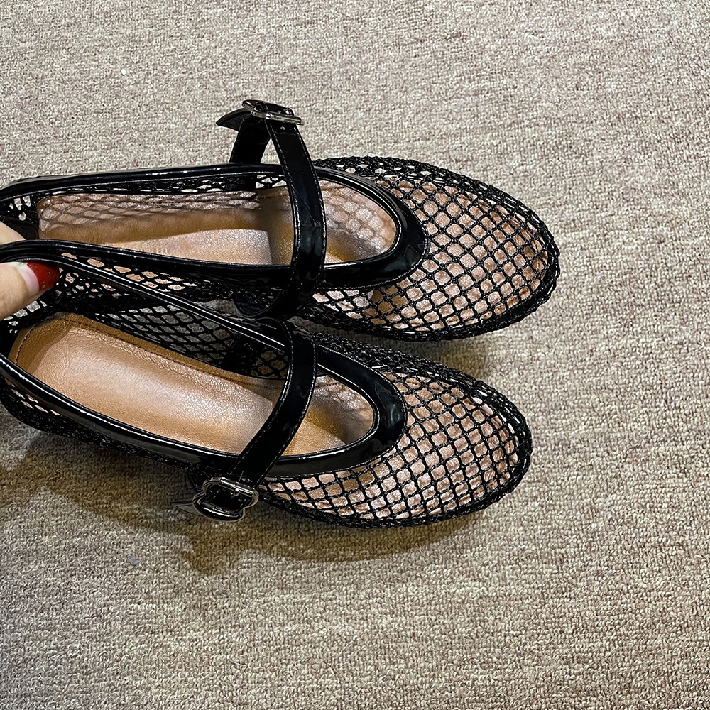 Damen Tanzschuhe Mesh Ballettflats Mit Strass Und Riemchen_voghion.com