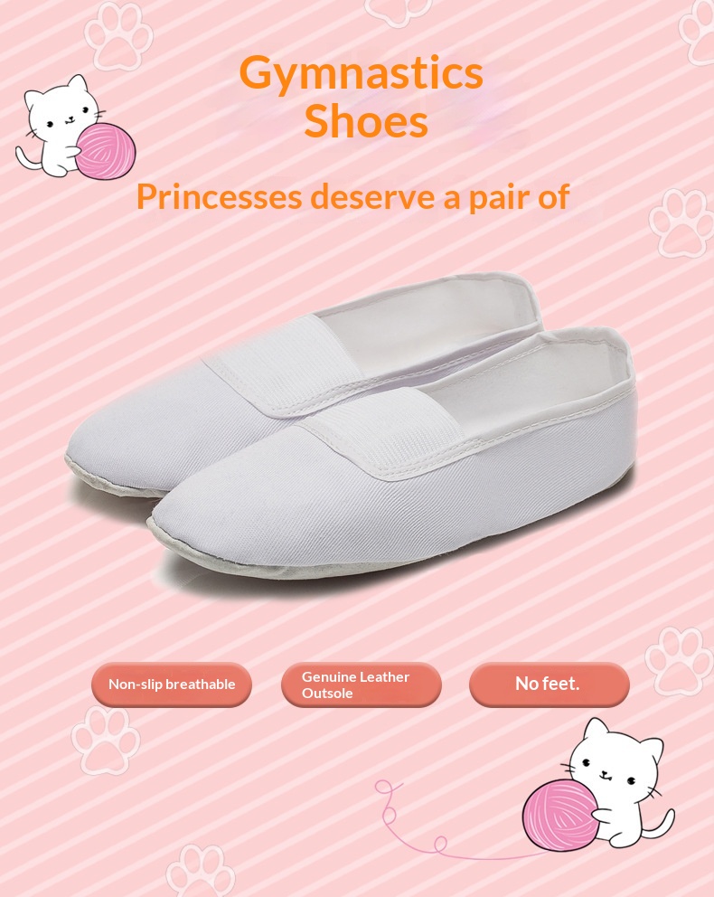 Sapatos de dança para adultos e crianças, ginástica, balé e ioga, com sola macia e formato de pata de gato, brancos, ideais para professores de dança._voghion.com