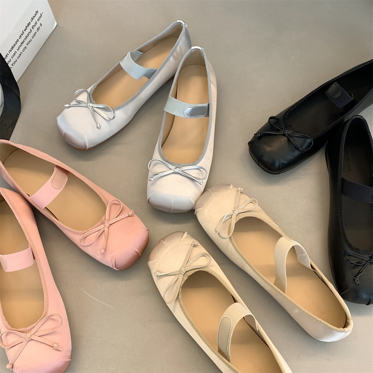 Elegante und süße Slipper mit Schleife und einem Riemen für Damen, flache Schuhe mit Schweinsnase, vielseitige Ballerinas_voghion.com