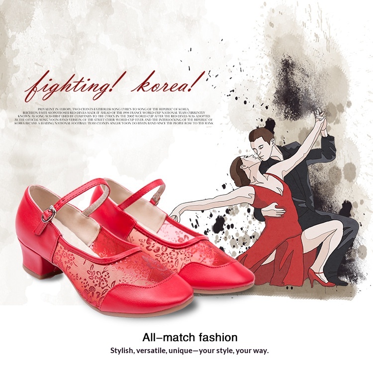 Women's Latin Dance Shoes Mid-heel Soft Sole For Square Dance_voghion.com