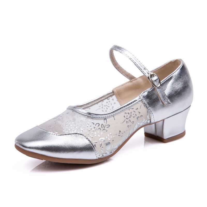 Dance Shoes New Women's Latin Square Dance Shoes Summer Mid-Heel Soft Sole Dropshipping_voghion.com