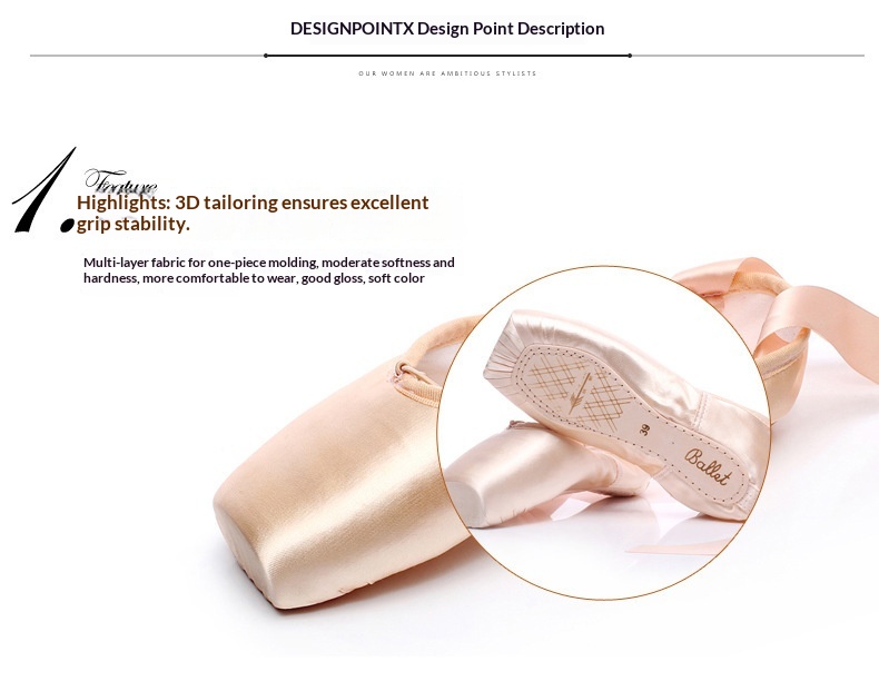 Sapatilhas de ballet para meninas em cetim com tiras para dança_voghion.com
