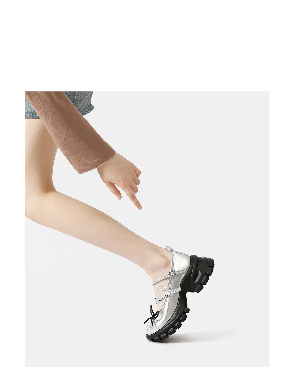 Women's Silver Ballet Dance Shoes Platform Thick Soled Leather_voghion.com