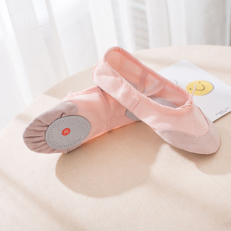 Tanzschuhe, Tanzübungsschuhe, Yogaschuhe, Ballettschuhe für Kinder, Canvas, atmungsaktive Zehenpartie, flacher Absatz, strapazierfähig, rutschfest, für Mädchen_voghion.com