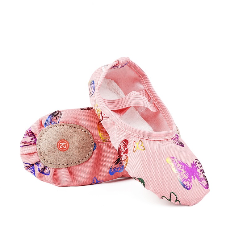 Scarpette danza bambina suola morbida farfalla oro antiscivolo_voghion.com