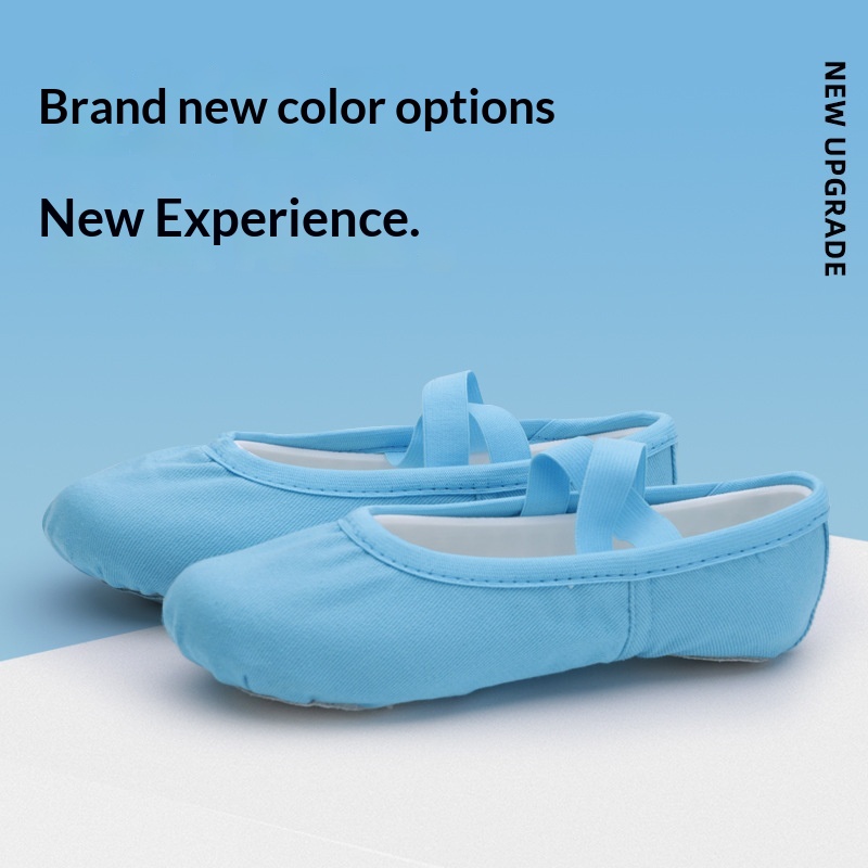 Blaue, schnürlose Tanzschuhe aus Canvas, atmungsaktive Ballett- und ethnische Tanzschuhe mit weicher Sohle, rutschfest und universell einsetzbar._voghion.com