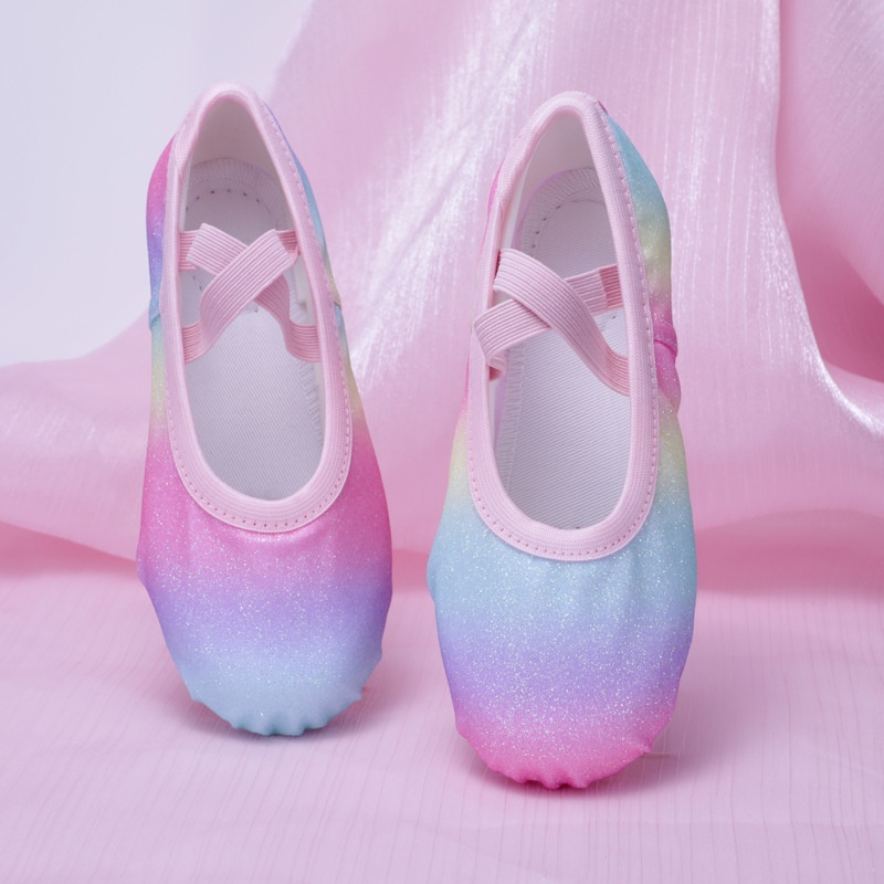 Scarpe da ballo Scarpe da ballo da balletto arcobaleno lucide con design a colori contrastanti, stile bellissimo, vestibilità comoda, modello standard per_voghion.com