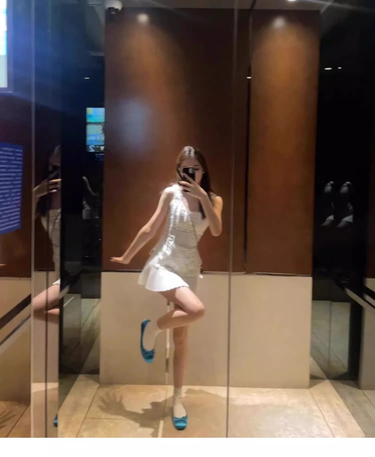 Dansskor dam blå mary jane ballerinaskor i fransk stil_voghion.com