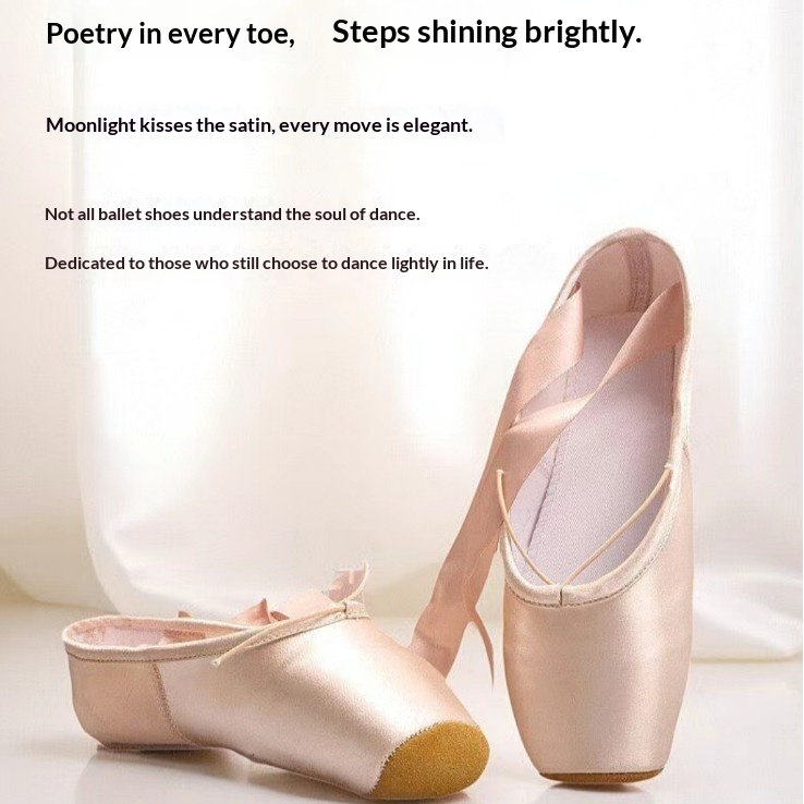 Sapatilhas de dança Cross-Border Ballet para meninas, com tiras, em cetim, para prática de balé e dança infantil._voghion.com