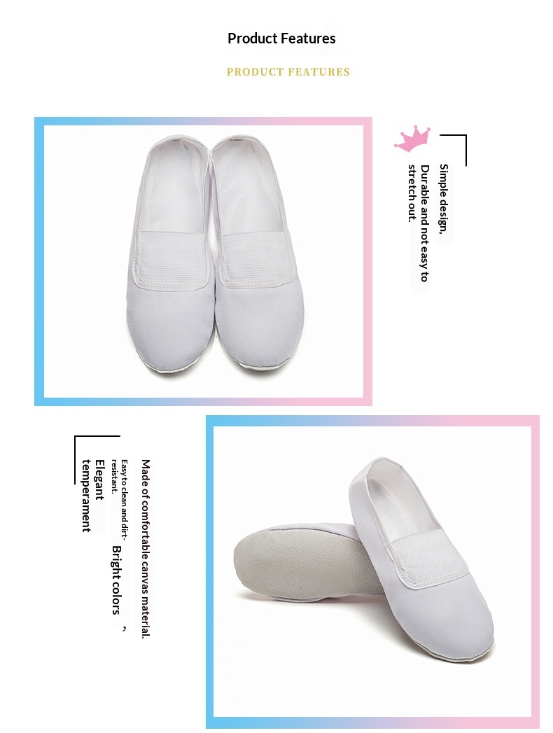 Sapatos de dança para adultos e crianças, ginástica, balé e ioga, com sola macia e formato de pata de gato, brancos, ideais para professores de dança._voghion.com