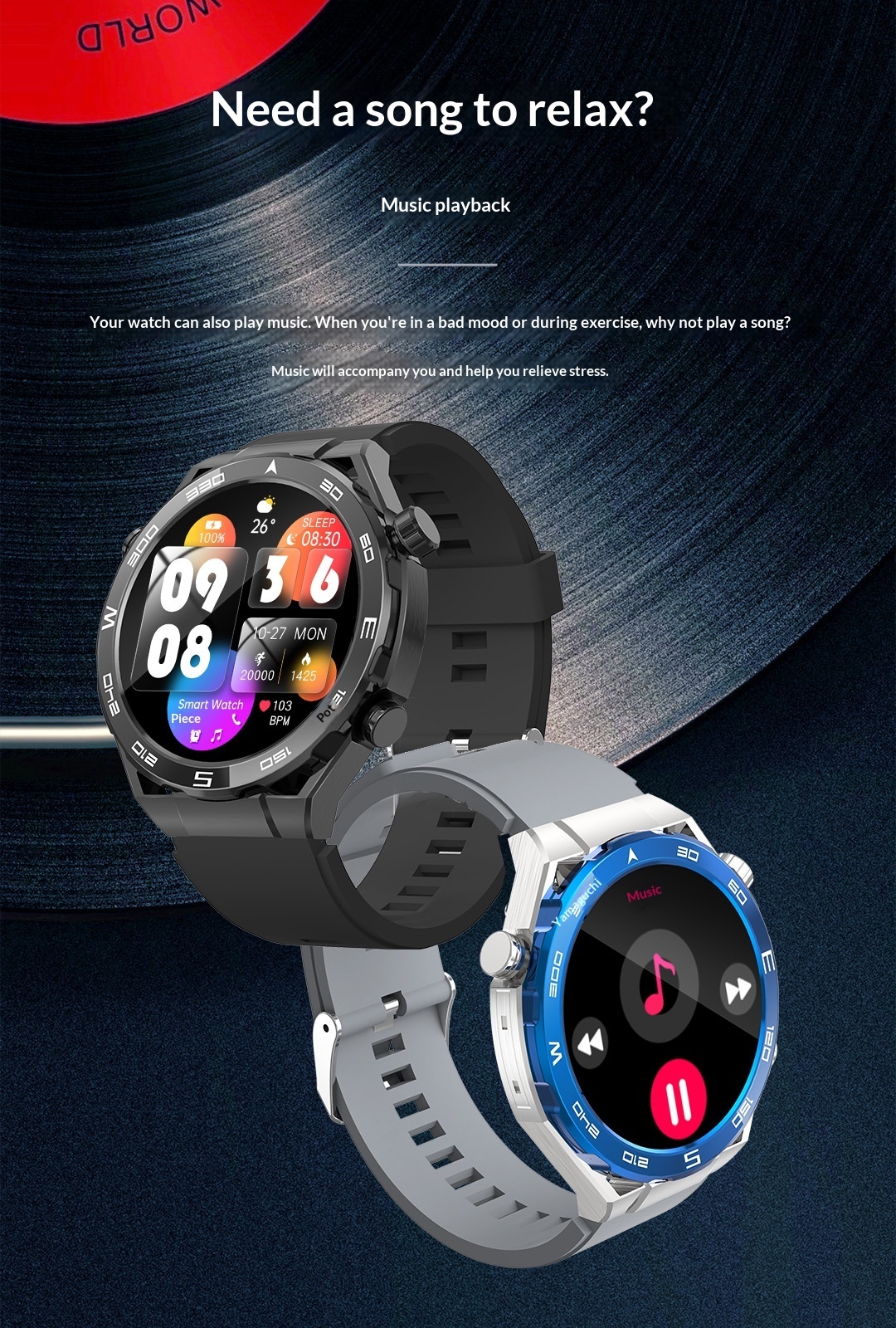 Smart sportsur med bluetooth opkald og pulsmåling_voghion.com