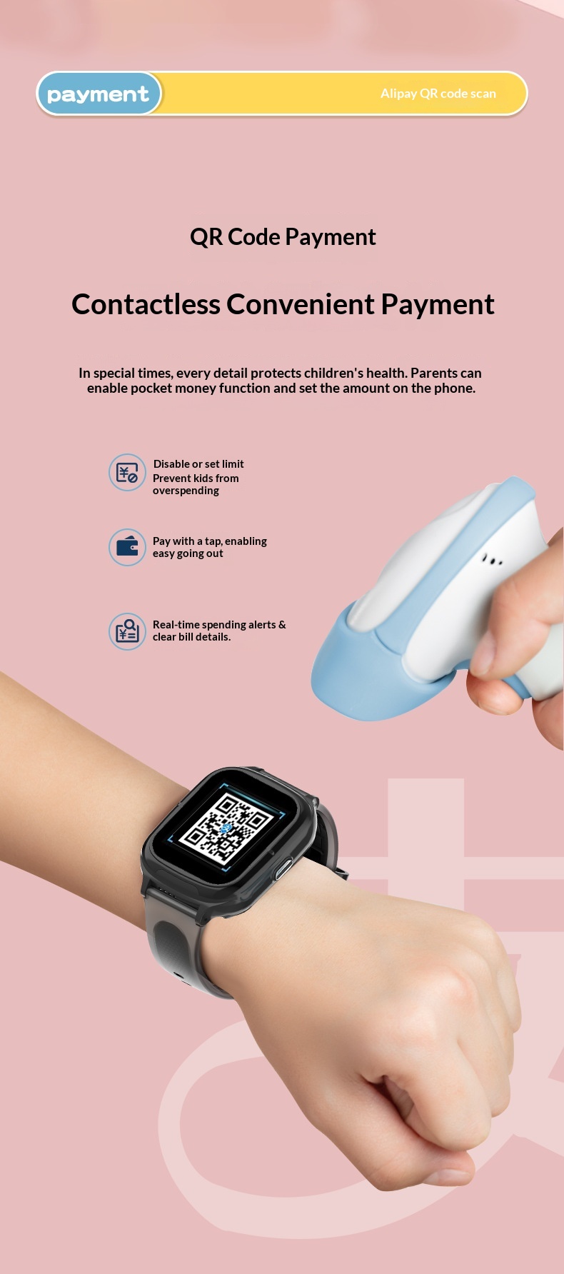 DF55 Kinder-Smartwatch mit Smartphone, wasserdicht, präziser Ortung, SOS-Funktion und Kartenfach_voghion.com