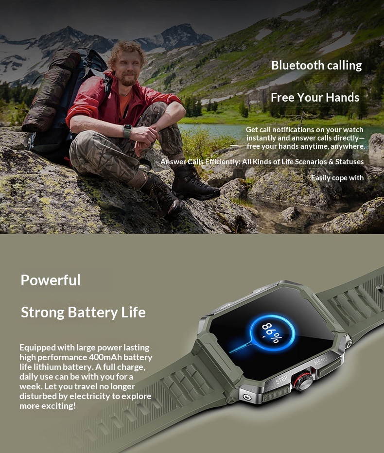 Bluetooth klocka med samtal för sport och pulsmätning_voghion.com