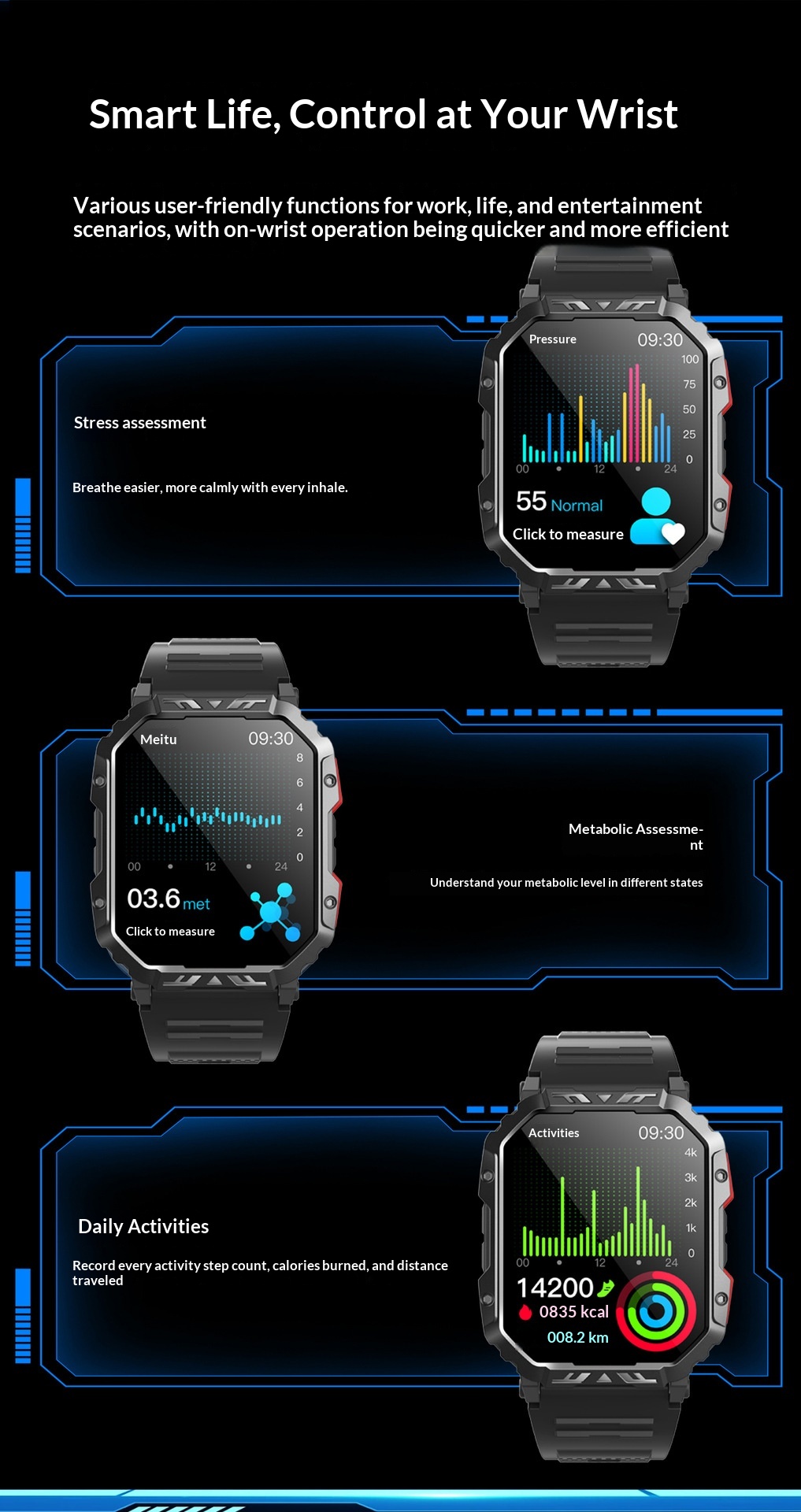 Smart Watch With Bluetooth Calling Heart Rate And Sleep Tracking_voghion.com