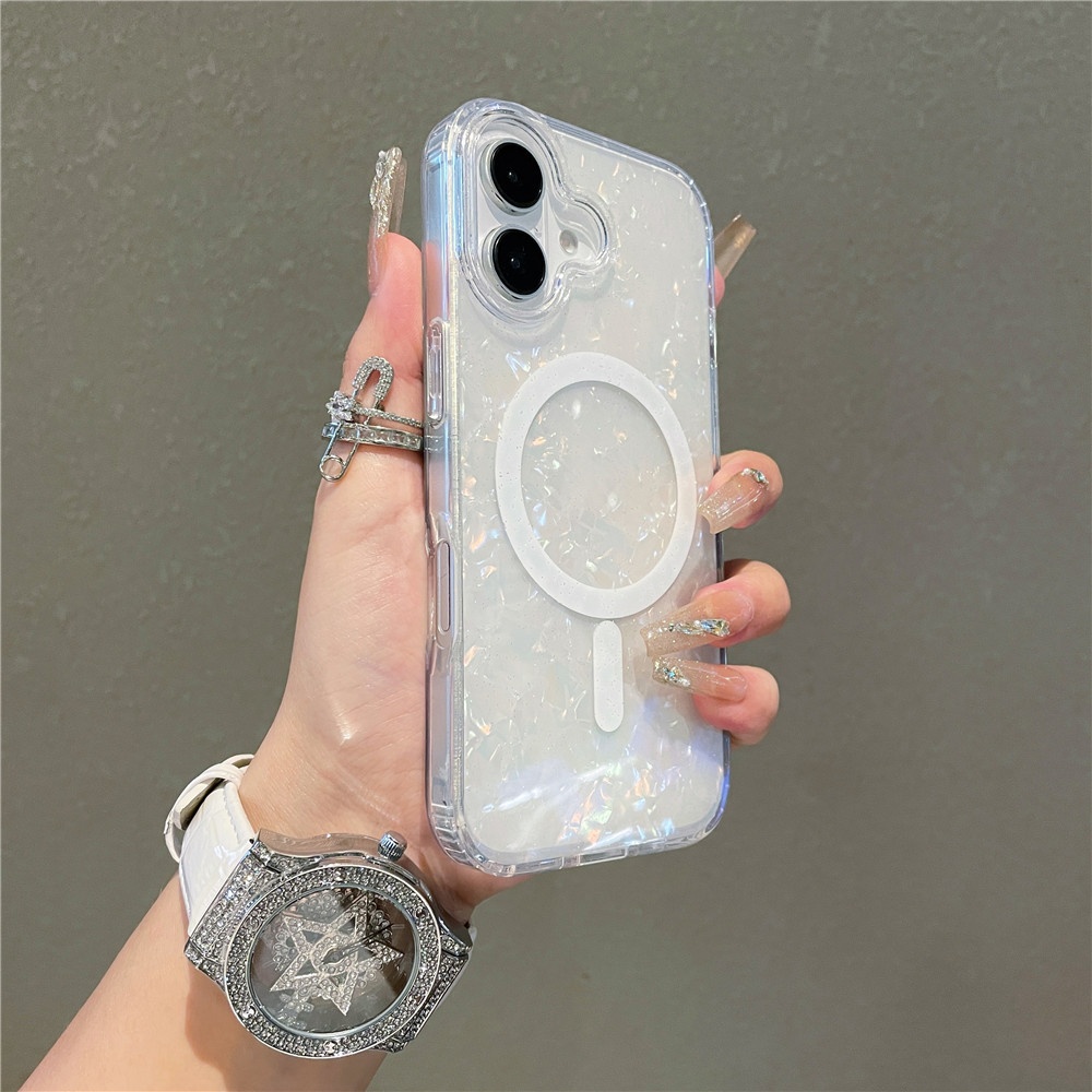 Compatible With Shell Pattern Magnetic Phone Case IPhone Pro Max Glittery Iridescent 17 Air Protective Cover_voghion.com