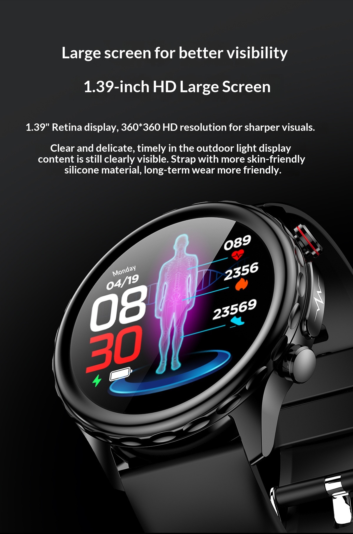 Smartwatch med ekg blodtryksmåler og pulsmåler_voghion.com
