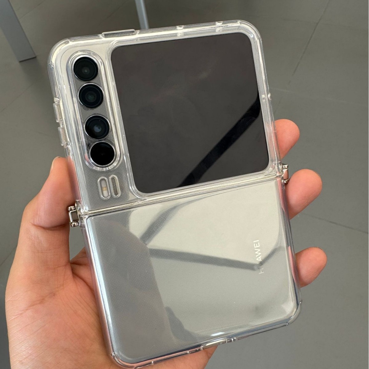 Yeni Huawei PuraX Şeffaf TPU Donanım Toka Bağlantılı Koruyucu MagicV2Flip Katlanır Telefon Kılıfı_voghion.com