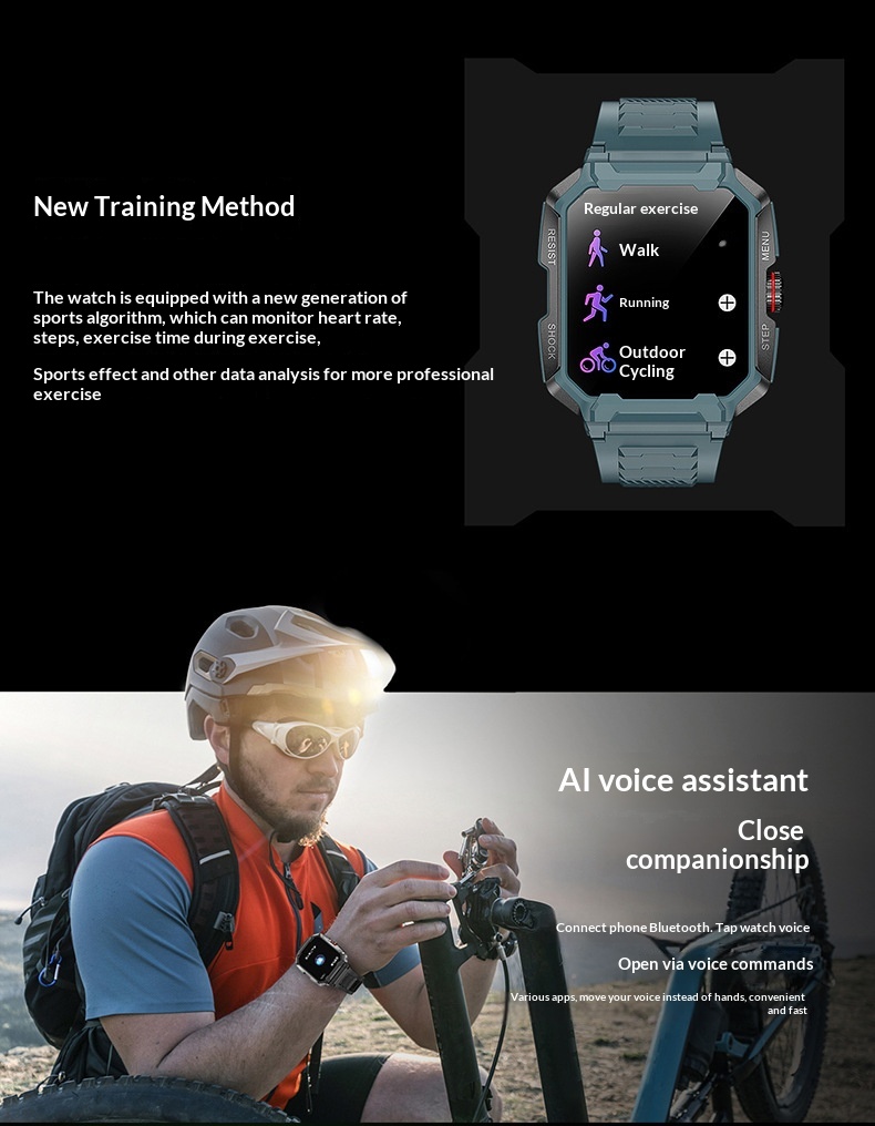 Bluetooth klocka med samtal för sport och pulsmätning_voghion.com