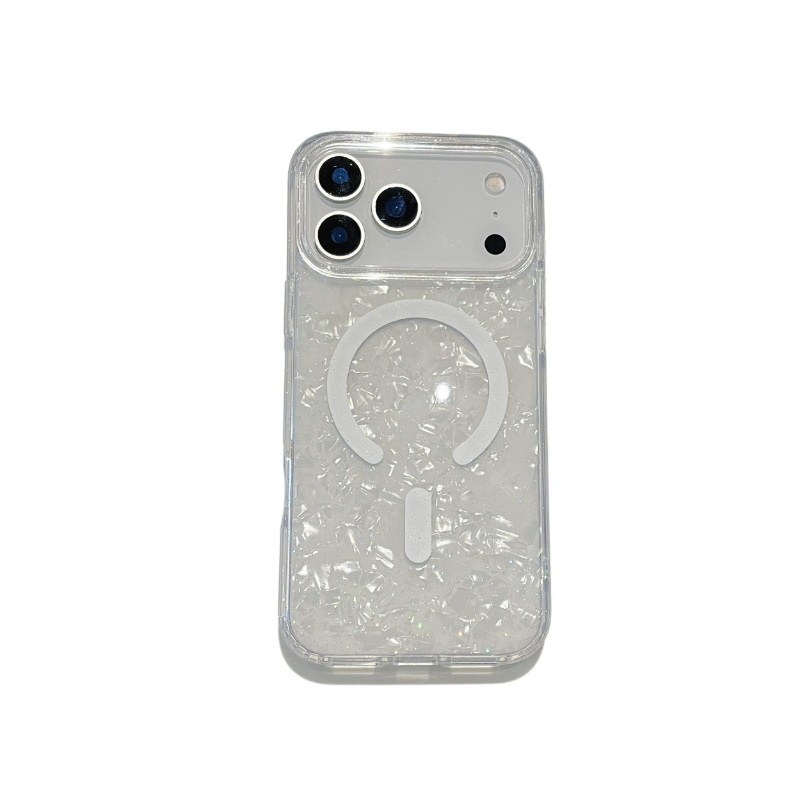 Compatible With Shell Pattern Magnetic Phone Case IPhone Pro Max Glittery Iridescent 17 Air Protective Cover_voghion.com