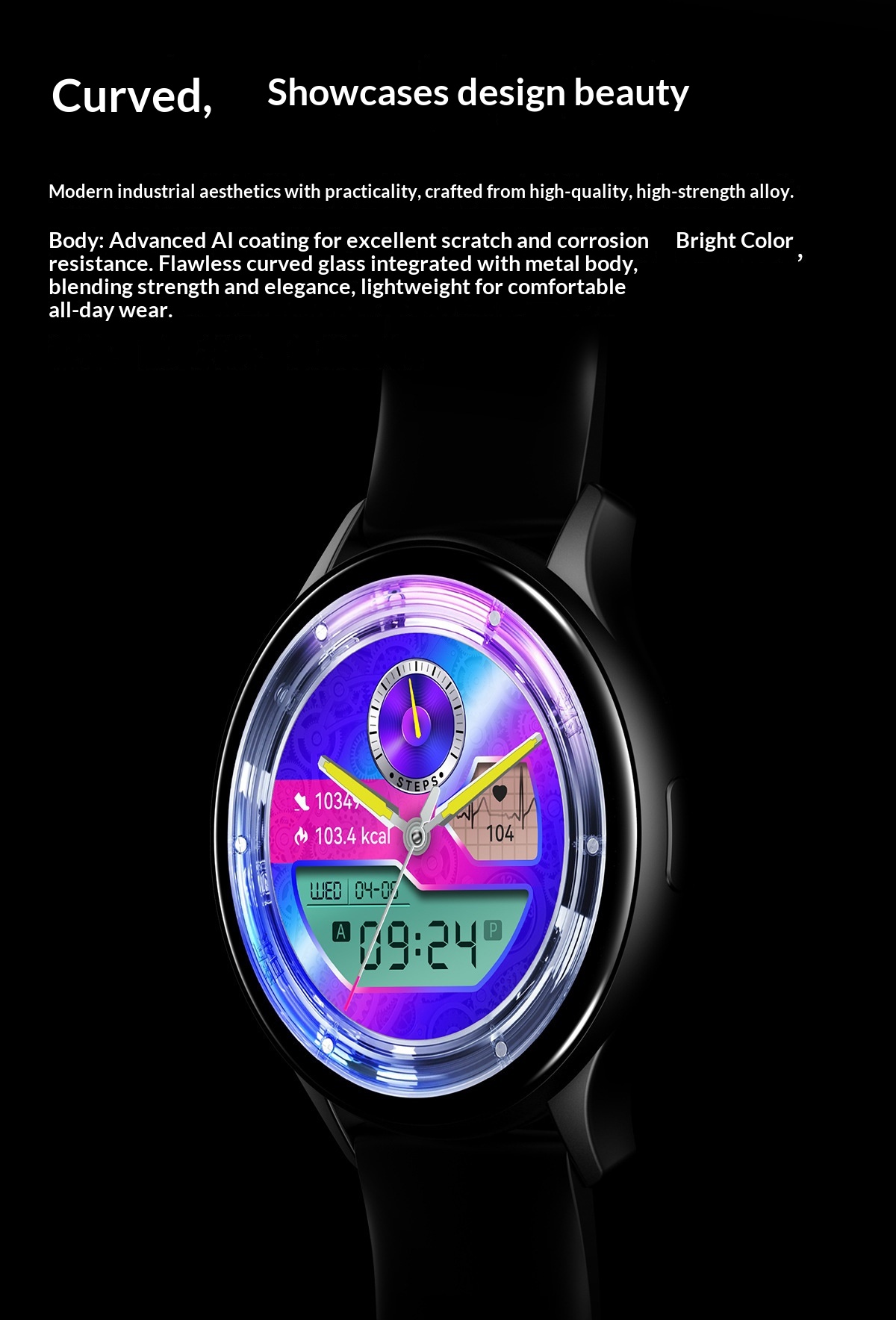 Smartwatch con chiamate bluetooth frequenza cardiaca e pressione_voghion.com