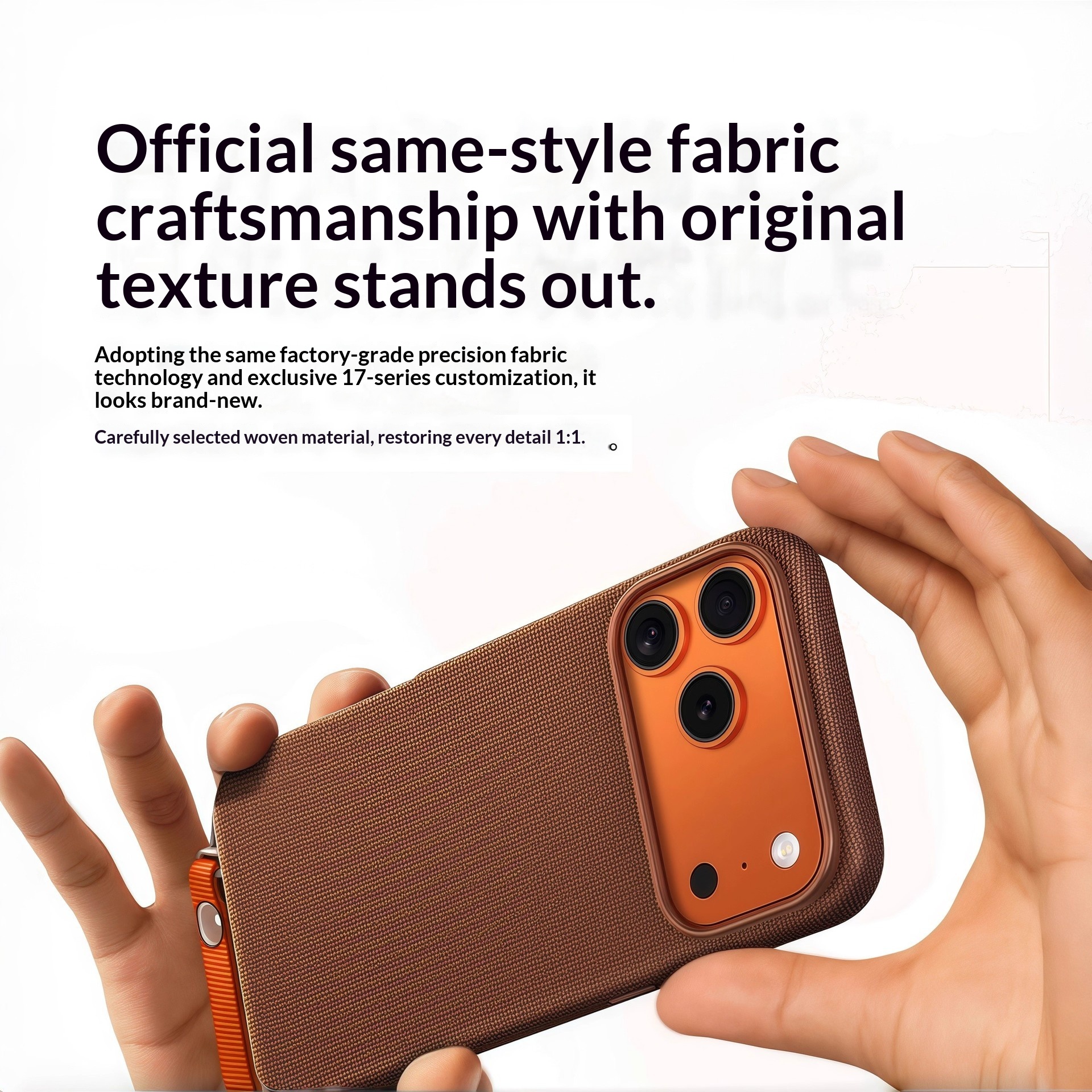 iPhone Max 17 Pro için Uygun, Dokuma Kumaş Desenli, Manyetik Animasyonlu, Darbeye Dayanıklı Koruyucu Kılıf_voghion.com