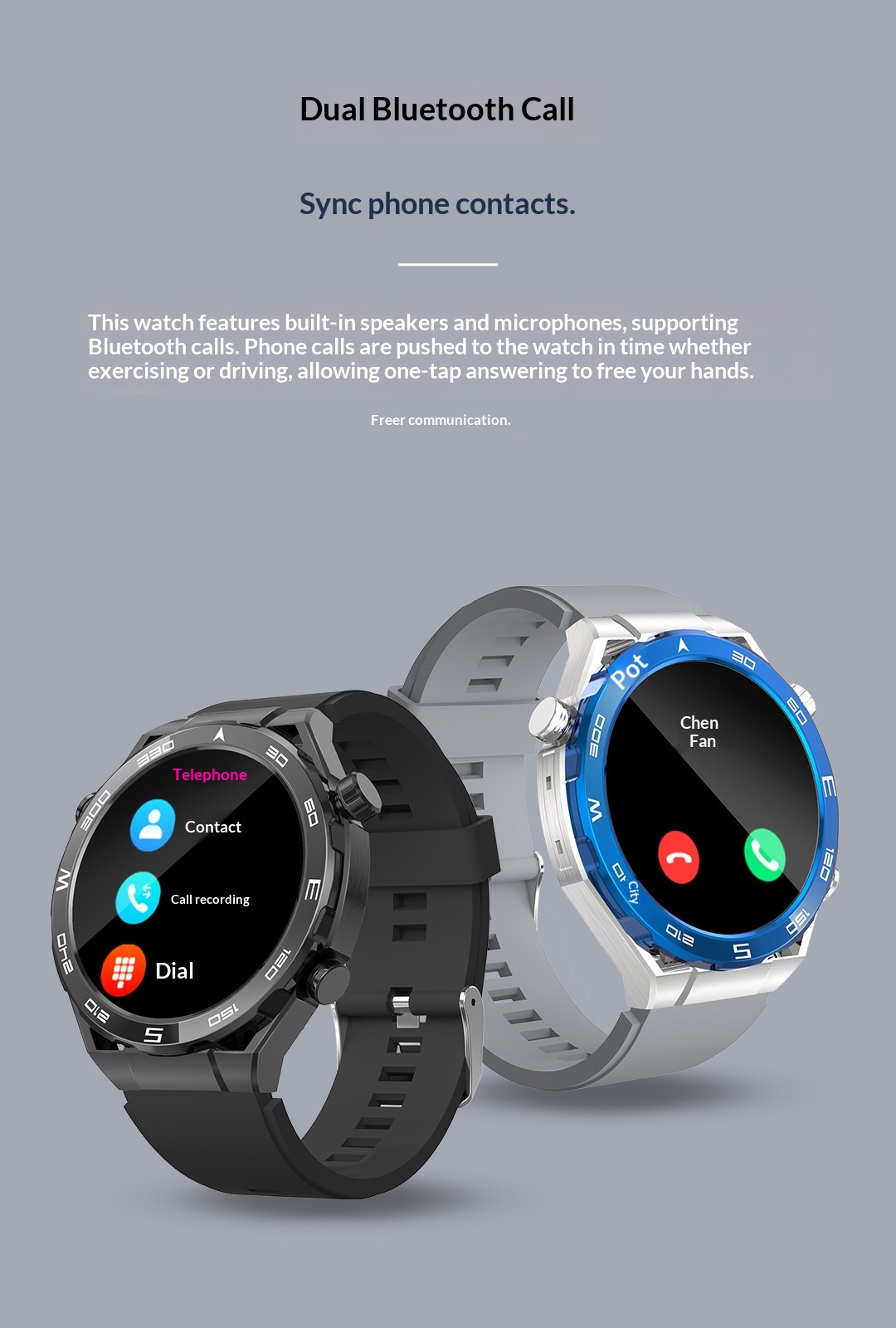 Smart sportsur med bluetooth opkald og pulsmåling_voghion.com