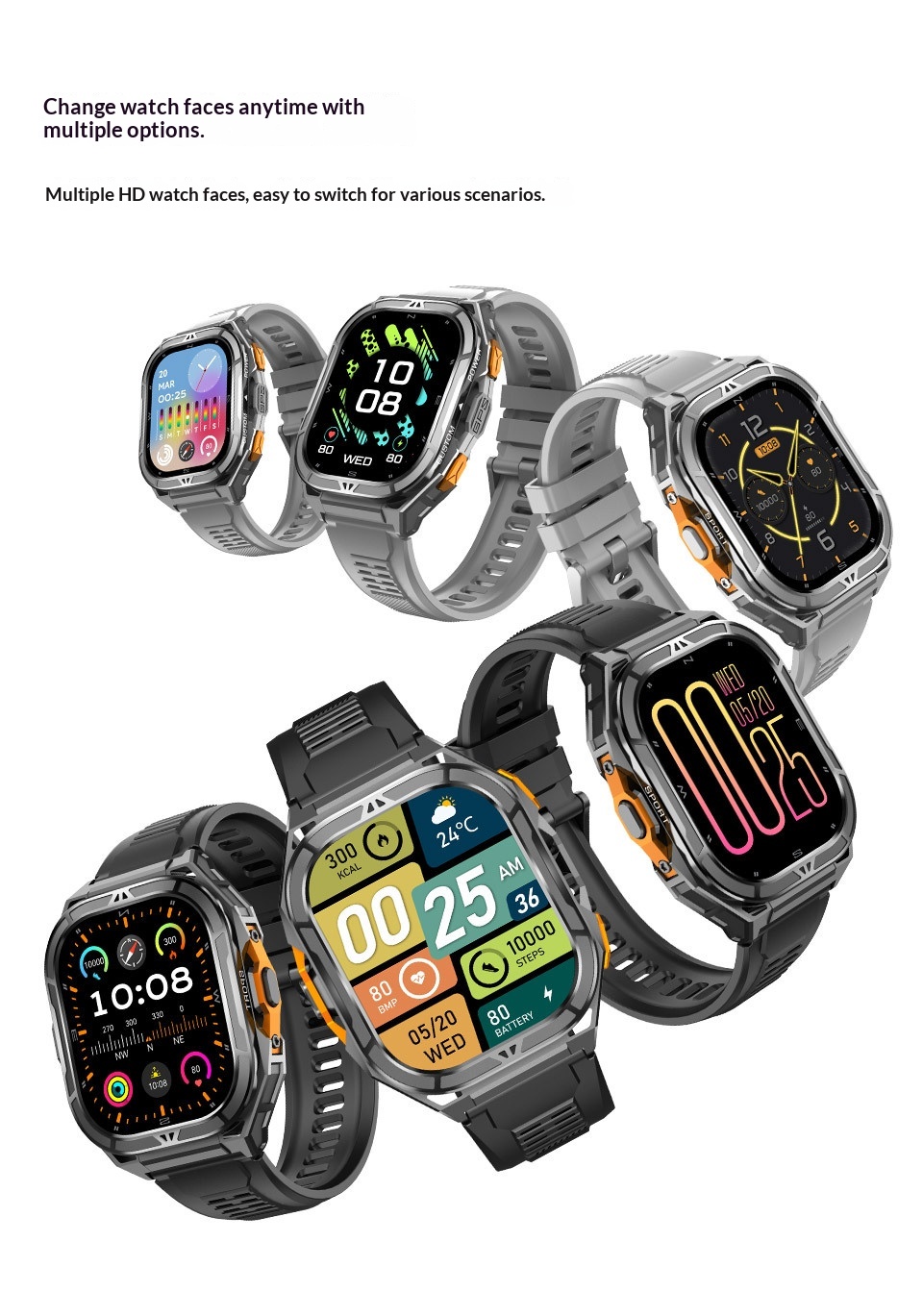 Smart Watch X5 1.96 Inch Large Screen Outdoor Heart Rate Tracker_voghion.com