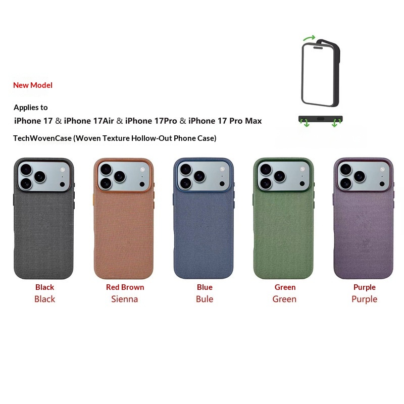 Passend für iPhone Max Stoff-Handyhülle, 17 Pro magnetische Schutzhülle, 17 mit Tastendesign_voghion.com