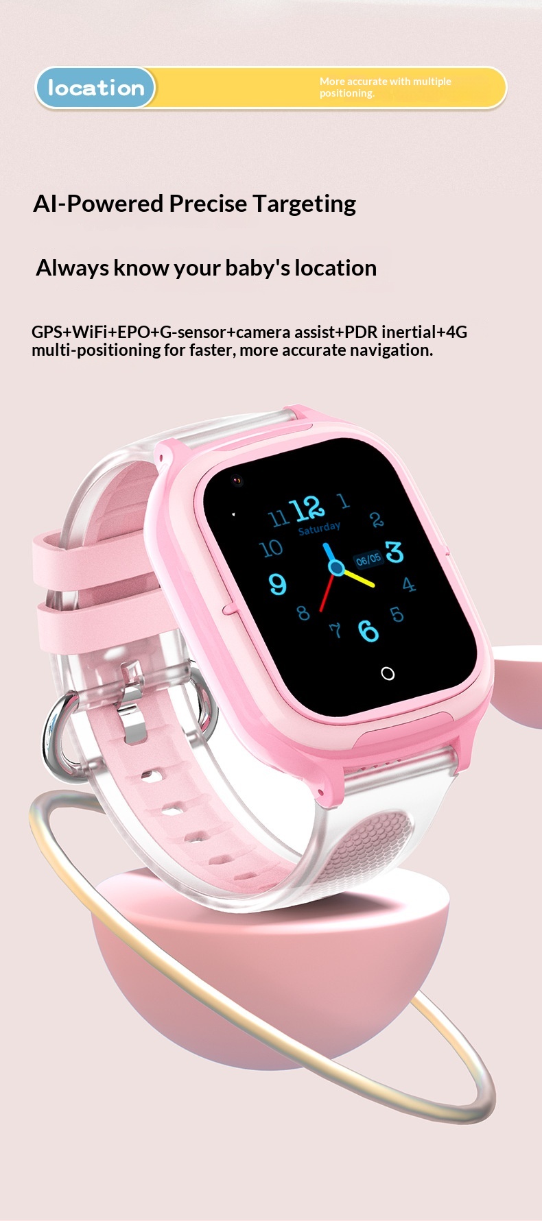 DF55 Kinder-Smartwatch mit Smartphone, wasserdicht, präziser Ortung, SOS-Funktion und Kartenfach_voghion.com