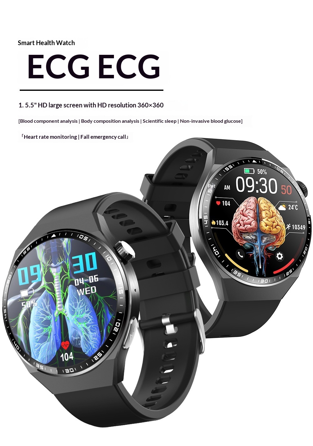 F800 Smartwatch Mit Bluetooth Telefonie Ekg Sos & Pulsmesser_voghion.com