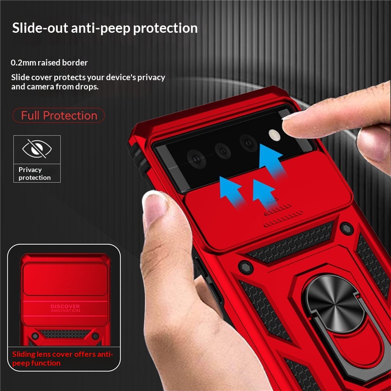 Sergeant Push Window Compatible With Google 8 Pro Phone Pixel 7A Ring Anti-drop Push-pull Case 6A_voghion.com