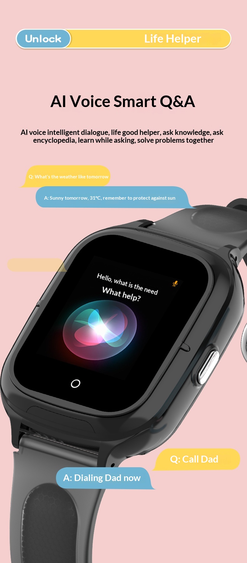 DF55 Kinder-Smartwatch mit Smartphone, wasserdicht, präziser Ortung, SOS-Funktion und Kartenfach_voghion.com