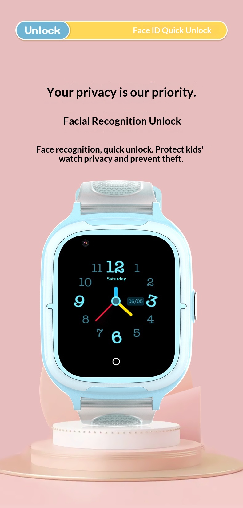 DF55 Kinder-Smartwatch mit Smartphone, wasserdicht, präziser Ortung, SOS-Funktion und Kartenfach_voghion.com